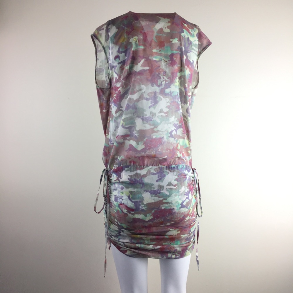 IRO ruched sides silk mini dress camo pink sz 1 - Picture 5 of 7
